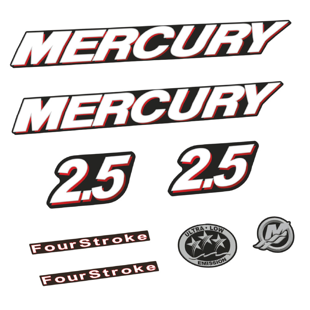 Adhesivos Mercury 2.5HP Cuatro tiempos motor fueraborda pegatinas en vinilo