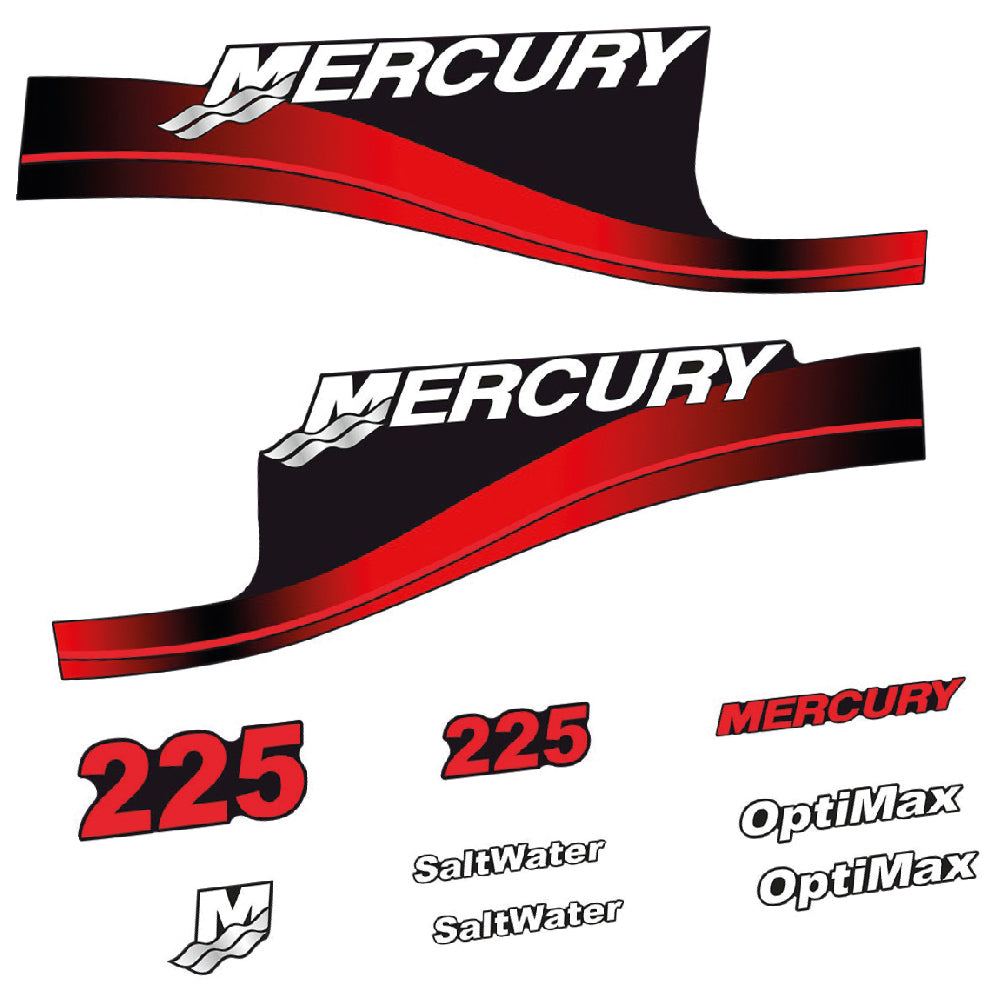 Adhesivos Mercury 225HP Optimax SaltWater motor fueraborda pegatinas en vinilo