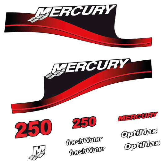 Adhesivos Mercury 250HP Optimax FreshWater motor fueraborda pegatinas en vinilo