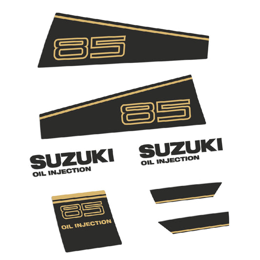 Adhesivos Suzuki DT85 85HP Dos tiempos 1986-1987 carenado plateado motor fueraborda pegatinas en vinilo