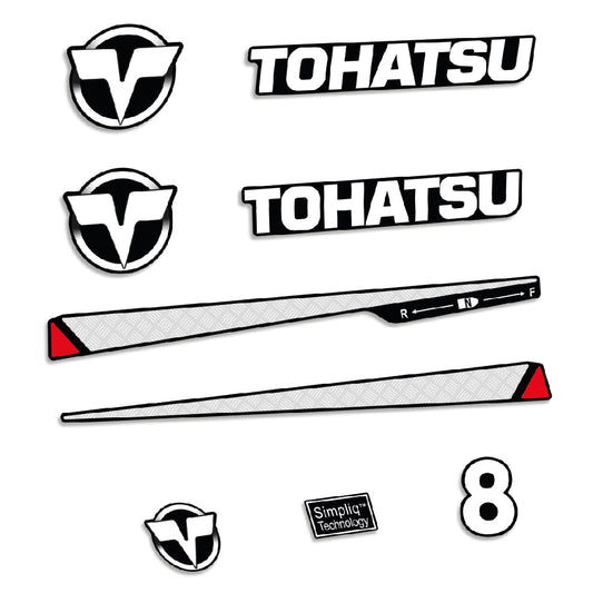 Adhesivos Tohatsu 8HP Dos tiempos motor fueraborda pegatinas en vinilo