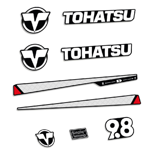 Adhesivos Tohatsu 9.8HP Dos tiempos 1 motor fueraborda pegatinas en vinilo