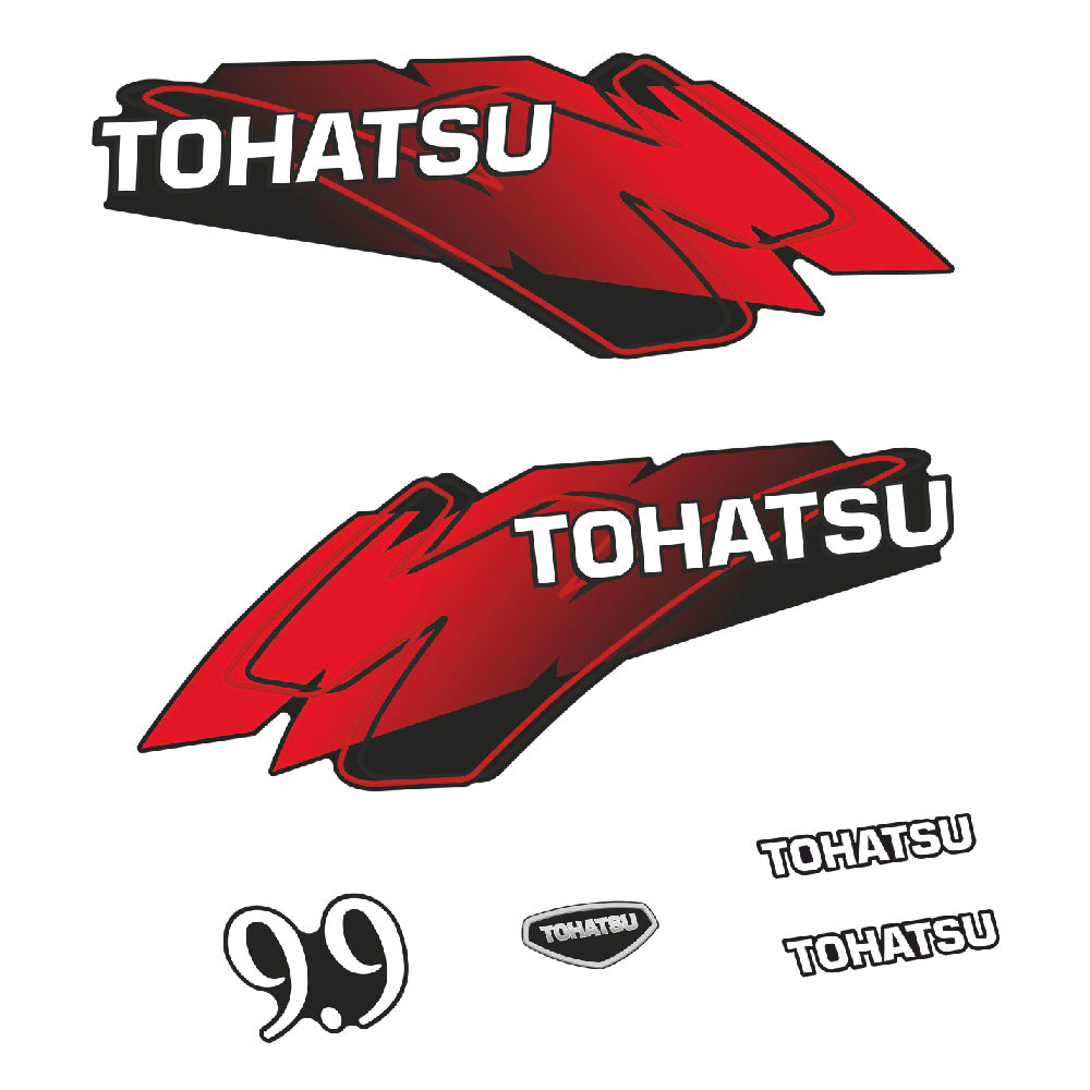 Adhesivos Tohatsu 9.9HP Dos tiempos 1 motor fueraborda pegatinas en vinilo