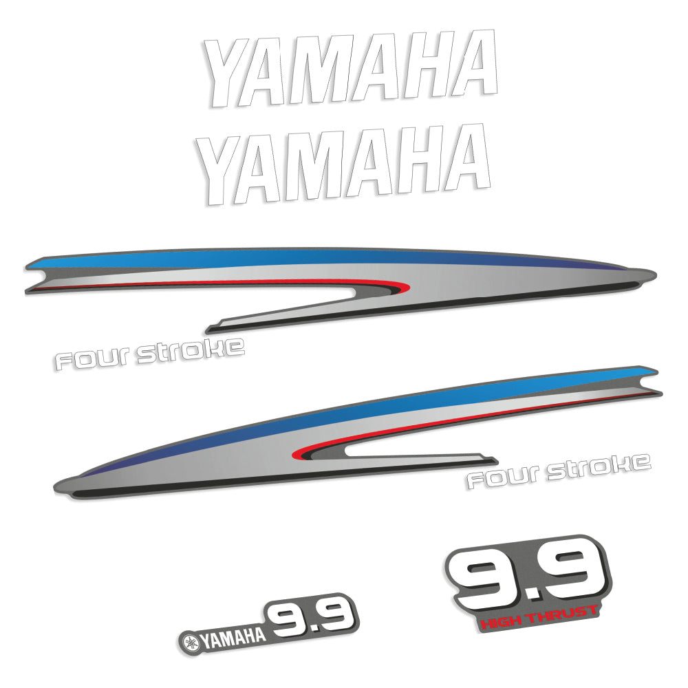 Adhesivos Yamaha 9.9 HP HIGH THRUST Cuatro Tiempos carenado más grande motor fueraborda pegatinas en vinilo