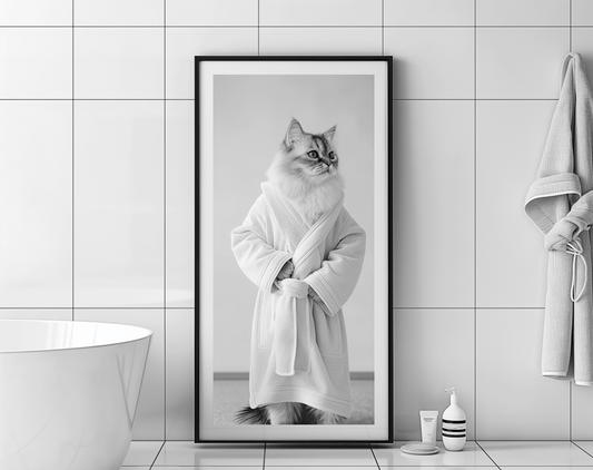Gato saliendo de la ducha