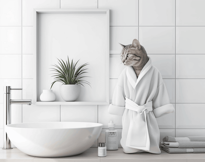 Gato saliendo de la ducha
