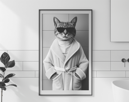 Gato saliendo de la ducha