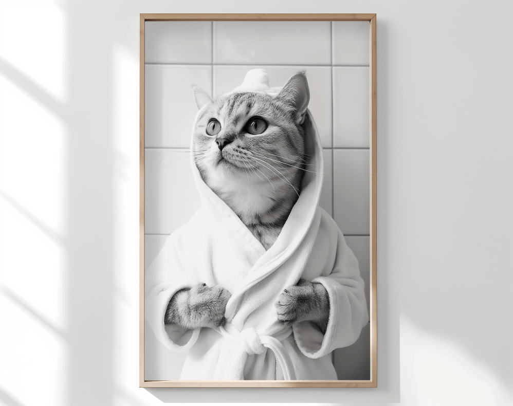 Gato saliendo de la ducha