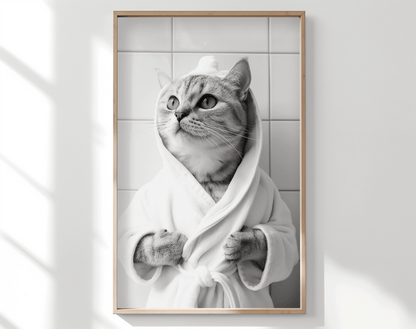 Gato saliendo de la ducha