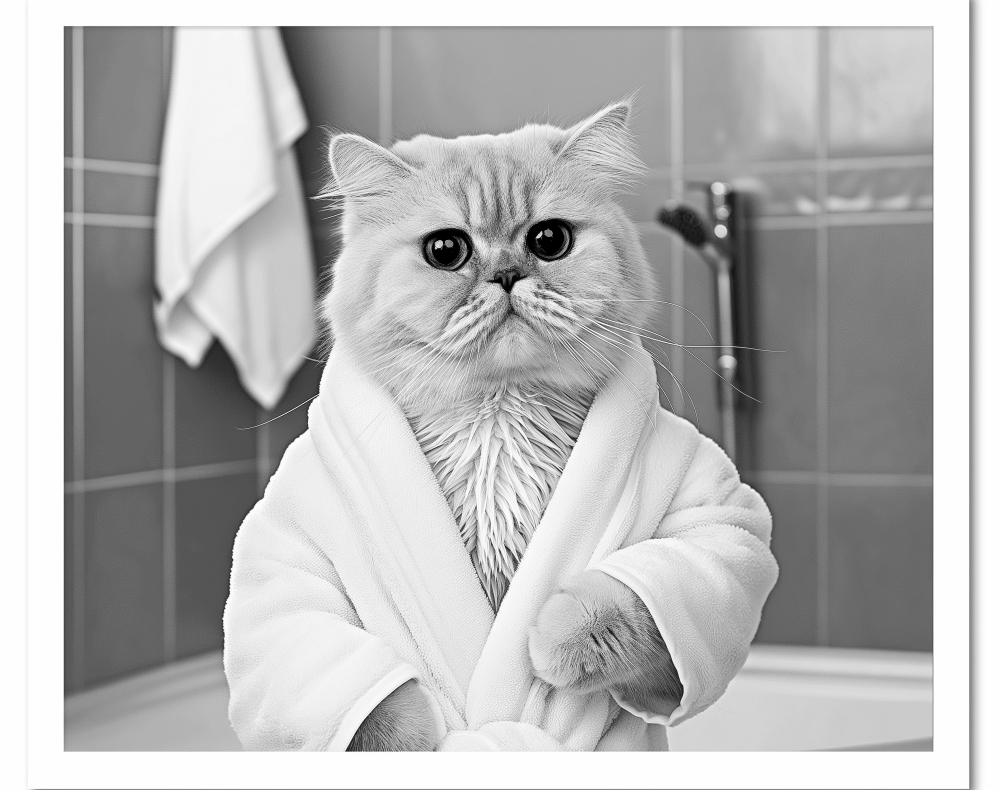 Gato saliendo de la ducha