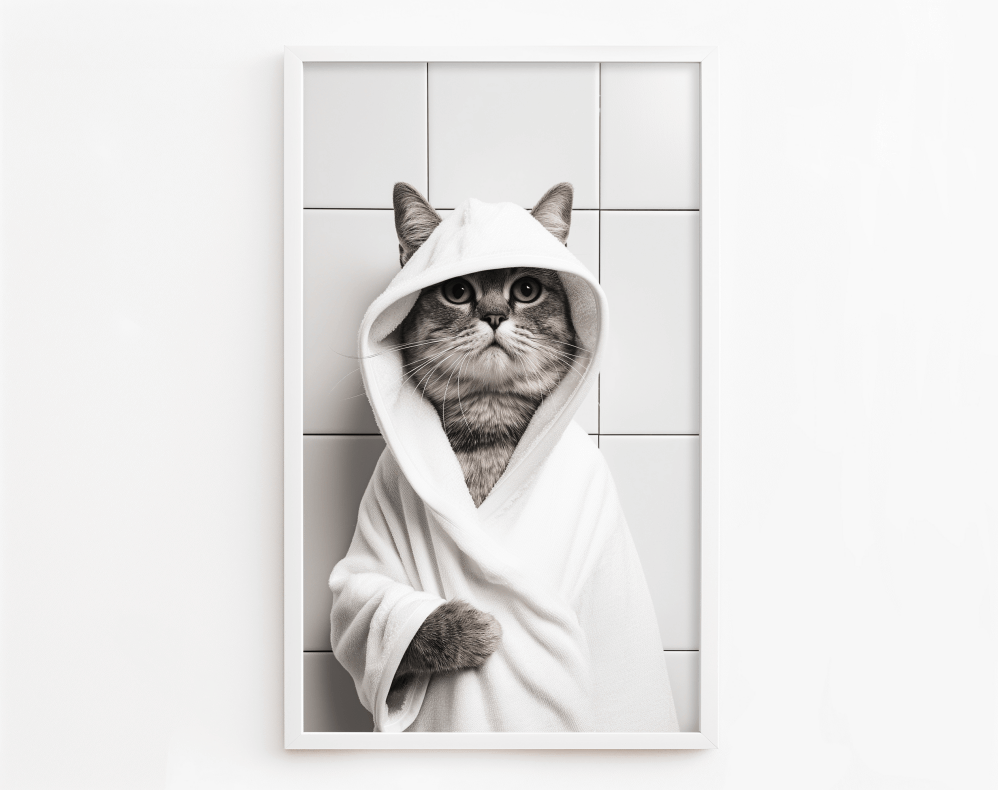 Gato saliendo de la ducha