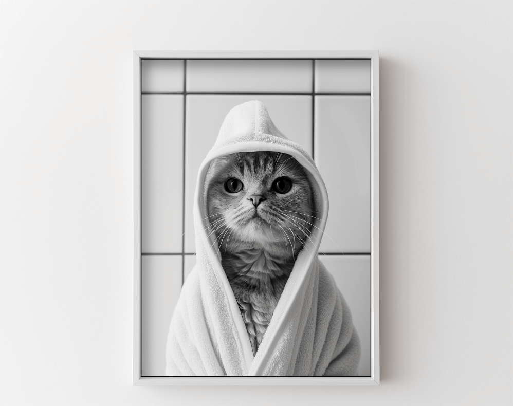 Gato saliendo de la ducha