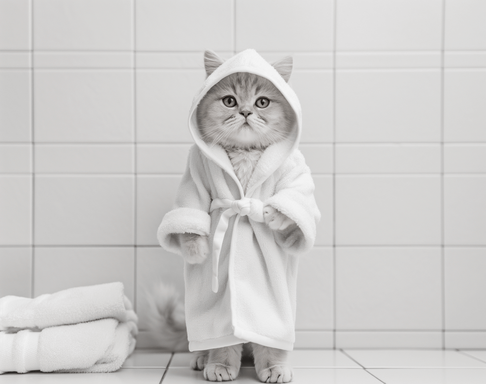 Gato saliendo de la ducha