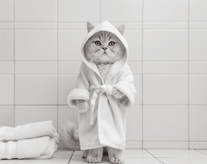 Gato saliendo de la ducha